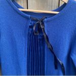 Soft Surroundings  Women's XS Blue Pullover Sweater Tie Neck Long Sleeve Photo 4
