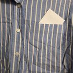 Everlane NWT  Blue White Striped Collared Long Sleeve Cropped Button Shirt XS Photo 2