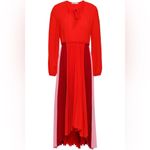 Maje Reona Color Block Pleated Shirt Dress Red & Pink midi coral red size 1 - S Photo 3