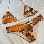 Women size small Orange and Brown Swirl Bikini Set Photo 0