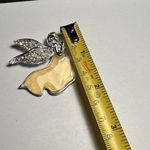 Signed Napier Rhinestone Yellow Praying Angel Brooch Pin Silver Tone Photo 3