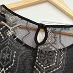 Maurice's Maurice’s Black Mesh Embroidered Fringe‎ Top Size Medium Photo 6