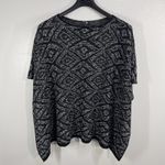 Eileen Fisher  Black Gray Geometric Print Poncho OS TU Photo 2