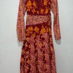 Free People  Tilda Wrap Dress in Firebrick Floral Maxi Flowy Bell Sleeve Medium Photo 5