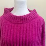 Free People  Sweater 87% Alpaca Hot Pink Sz M Oversized Knit Ribbed Mockn…​​​​ Photo 2