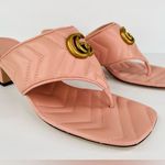 Gucci Marmont Double G Chevron GG Logo Pink Thong Mule Kitten Sandals Size EU 40 Photo 10