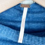 Free People Lace Cutout Long Sleeve Ribbed Knit Mock Neck Top Blue Size Small Photo 3