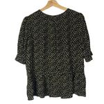 Madewell  Courtyard Ruffle Hem Black Playground Posies Floral Short Sleeve M Photo 3