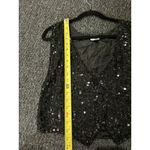 VTG TINA Black Sequin Beaded Vest Women Small 15.5"x18" Silk Cropped Evening Photo 7