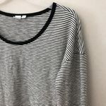 Gap  Short Sleeve Slub Cotton Black White Stripe Tie Shirt Womens Small Photo 4