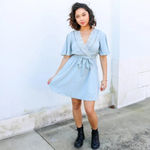 NWT The‎ Copper Closet Dusty Blue Lace Babydoll Dress Medium Photo 1