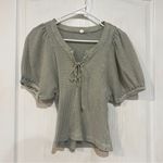 Free People FP One Hayden Thermal Waffle Knit Puff Sleeve Lace-Up Photo 1