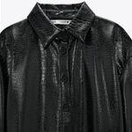 ZARA  Embossed FAUX LEATHER BUTTON DOWN OVER-SHIRT BLACK NEW Photo 6