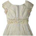 Vtg 1950s Pale Yellow Floral Embroidered Cap Sleeve Cape Maxi Sheath Dress 6 Photo 2