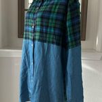 Miss Lili Plaid Denim Shirt Button Photo 5