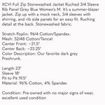 XCVI  Full Zip Stonewashed Jacket Ruched 3/4 Sleeve Rib Panel Grey Blue Women's M Photo 9