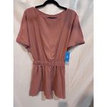 Cupshe NWT  Rose Pink Elastic Waist Short Sleeve Open Back Romper Photo 3