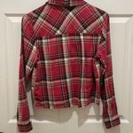 LA Hearts L.A. Hearts Pink Plaid Raw Hem Button Down Long Sleeve Top Photo 1
