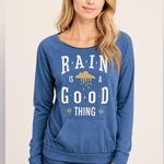 NEW Rain is a good thing Wide Neck Long Sleeve Top Blue Luke Bryan sz Small Photo 0
