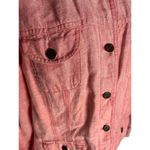 J Jill Size Large Petite Button Up Linen Shacket Jacket Pink 100% Linen Western Red Photo 2