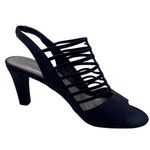 Impo Size 6.5 Strappy Navy Blue Peep-Toe Heels With Slingback Stiletto Heel Photo 10