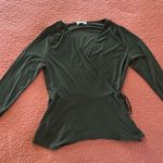 Chic Forest Green Wrap Blouse Photo 0