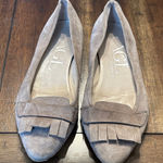 AGL Women's Taupe Suede Loafers with Fringe Detail size 38 (8) Tan Photo 0