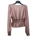 Love Tree Floral Blouse Smocked Waist Long Sleeve Pink Top Size S Photo 1