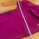 EXPRESS linen blend puff sleeve magenta x Photo 3