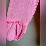 CeCe NWT  Clip Dot Ruffle Long Sleeve Shift Dress in Pink Begonia Photo 4