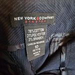 New York & Company Stretch Y2K 10P Navy Blue Pinstripe Wide Leg Pants Photo 4