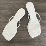 Schutz Agatha Mid Leather Strappy White Square Toe Kitten Heel Slide Sandals 9.5 Photo 10