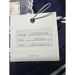 cupio  Navy White Stripe Long Sleeve Ruffle Button Detail Top Size S Photo 3