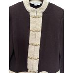 St. John Collection Knit Brown Jacket contrasting trim along the collar Size 8 Photo 8