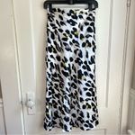 Wishlist Apparel Leopard Print Midi Skirt Satin Look Women's Size Small White Photo 6
