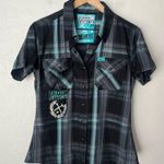 Dixxon Xenos bamboo plaid snap front short sleeve shirt NEW medium Blue Photo 0