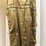 Anthropologie Love The Label Sleeveless Utility Satin Green Midi Dress Size XS Photo 8