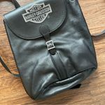 Harley Davidson Vtg Black Leather Logo Backpack Photo 3