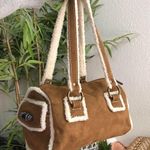 Bath & Body Works 2000s Y2K  Brown white faux suede sherpa shearling fur shoulder hand bag purse-rectangular boxy with cargo pockets Excellent condition  Photo 1