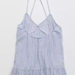 Aerie New  Womens Mini Flowy Stripe Blue Dress cross back Size L Photo 2