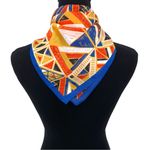 GEOMETRIC Square Neck Scarf Red Yellow Blue White Photo 1