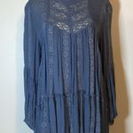 Free People KISS KISS EMBROIDERED BOHO Lace Tunic/Dress DENIM BLUE SIZE S/P Photo 1