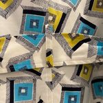 Anne Klein Mod Print Coat Geometric Retro Long Jacket Color Block Graphic S White Photo 6