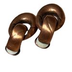 Vintage 1950s Copper Modernist Clip On Door Knocker Earrings Brown Photo 3