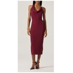 ASTR the Label Alanna Metal Buckle Detail Halter Neck Dress Size Medium Red Photo 12