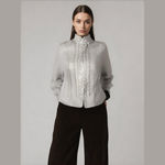 Elie Tahari  Blazer Tan Wool Silk Blend Braided Detail Woman's Size‎ Large Photo 1