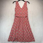 Boden Sleeveless Dress Red White Green‎ Geometric Print Casual Size US 6R Photo 7