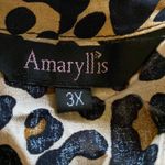 AMARYLLIS leopard print button up high low bow tie neck long sleeve NEW size 3X Tan Photo 6