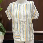 Garnet Hill Striped Yellow and White Women's Top Photo 1