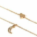 Boutique NEW‎ Dainty Gold Heart Moon Layered Necklace Photo 3